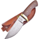 Frost Chickasaw Skinner Rosewood Knife, Chipaway, 8in Overall, 3.75in Satin SS Blade, Rosewood Handle, Brass Guard, Brown Leather Sheath, CW-009RW