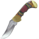 Frost Commanche Bigfoot Multi Wood Folding Knife, 5.5in Closed, 4.5in Satin Blade, Multi Wood Handle, KJ-5CW