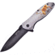 Frost Deer Linerlock A/O Folding Knife,3.25in,3Cr13 Stainless Steel,Standard Edge,Black,Aluminum Handle FFC100DR