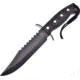 Frost Fixed Blade Black Fixed Blade Knife, 7in, Stainless Steel, Standard Edge, Clip Point, Sawback, Black Rubber Handle FTX1458BLK