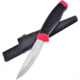Frost Fixed Blade Knife, 4in, Stainless Steel, Standard Edge, Mirror Polish, Red and Black, Rubber Handle FFC251