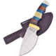 Frost Fixed Blade Knife, Cherokee Stoneworks, 4 satin finish stainless skinner blade, Winewood, white and blue smooth bone handle, CSW-003SB/WW