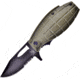 Frost Grenade A/O Green Folding Knife, 3.63in Closed, 2.75in Black Partially Serrated Clip Point Blade, Army Green ABS Handle, TX-173DG