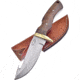Frost Guthook Skinner Knife, Chipaway, 8.5in Overall, 4in Satin SS Guthook Blade, Walnut Handle, Brass Guard, Brown Leather Sheath, CW-013WW