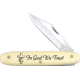 Frost In God We Trust Folding Knife, 2.38in Satin SS Clip Blade, Yellow Synthetic Handle, In God We Trust Handle Artwork, N-B6