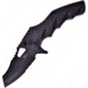 Frost A/O Serrated Black Folding Knife, 4.75in Closed, 3.75in Black Partially Serrated Stainless Blade, Black Sculpted ABS Handle, TX-204B
