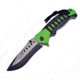 Frost Linerlock Green A/O Folding Knife, 3.75 two-tone finish stainless blade, Black ABS handle with green aluminum insert, TX-13GN