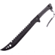 Frost Machete Gray Wrap Knife, 16 black finish sawback stainless blade, Gray cord wrapped handle, TR2632BLK