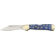 Frost Masonic Midlock Folding Knife, 2.625in, Stainless Clip Blade, Blue Smooth Bone Handle FMAS165BL