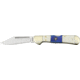 Frost Masonic Midlock Folding Knife, 2.625in, Stainless Clip Blade, White/Blue Smooth Bone Handle FMAS165WBW