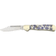 Frost Masonic Midlock Folding Knife, 2.625in, Stainless Clip Blade, White Smooth Bone Handle FMAS165WB