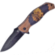 Frost Native American Linerlock A/O Folding Knife, 3.5 black finish stainless blade, Pakkawood handle, OC-04IN