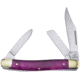 Frost Stockman Purple MOP Folding Knife, 4.63in Closed, Mirror Clip/Sheepsfoot Blades, Purple Mother Of Pearl Handle, OC-066P/MOP
