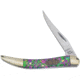 Frost Toothpick Mardi Gras Folding Knife, 3in Closed, Mirror Stainless Long Clip Blade, Mardi Gras Resin Handle, SW-109MG