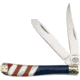 Frost Trapper RWB Folding Knife, Mirror SS Clip/ Spey Blades, Red And Blue Lapis And Mother Of Pearl Handle, SHS-508RWB