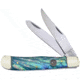 Frost Trapper Saltwater Abalone Crowing Rooster Folding Knife, Mirror SS Clip/ Spey Blades, Salt Water Abalone Handle, Nickel Silver Bolster, Inlay Shield, CR-108SAB