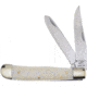 Frost Trapper Smooth Bone Folding Knife, 4.25in Closed, Mirror Stainless Clip/Spey Blades, White Smooth Bone Handle, OC-108WSB/NS