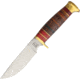Frost Trophy Stag Hunter Leather Fixed Blade Knife, 4.5in, Stainless Steel, Standard Edge, Satin, Pakkawood Handle FTS207LTHR