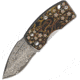 G.Sakai Money Clip Framelock Folding Knife, 1.63in Damascus Steel Blade, SS Handle, Pocket Clip, Texture Floral Handle Artwork, Boxed With Hanging Tab, 11609