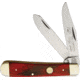 German Eye Trapper Red Folding Knife, Mirror Solingen Steel Clip/ Spey Blades, Red Smooth Bone Handle, Blade Etching, J RED