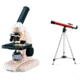 2-PC Wonderscope Kids Gift Package - Meade 8200 Microscope w/ 3 objectives, 10 slides 08007 and Tasco 100x50mm Refractor Telescope