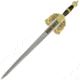 Gladius Boabdil Sword Letter Opener, 7.75 metal alloy unsharpened blade, Red synthetic and antique gold finish metal handle, 5