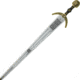 Gladius Cinquedea Sword, 31 unsharpened carbon steel blade, Aged brass finish metal alloy handle, 295