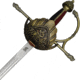 Gladius Brass Musketeer Sword, 45in Overall, 35.5in Stainless Blade, Black/Red Leather Wrapped Handle, 275