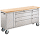 Grizzly Industrial 72in. 8-Drawer Stainless Steel Industrial Cabinet with Wood Top, T27879