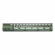 Guntec USA Ultra Lightweight Thin M-LOK System Free Floating Handguard w/Monolithic Top Rail, 12in, Green, GT-12MLK-GREEN