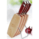 Hen &amp; Rooster 5 Pc Kitchen Knife Set,Carbon Steel Blades,Brown Wood Handles, HRI-043