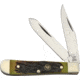 Hen &amp; Rooster Baby Trapper Antique Green Folding Knife,Clip and Spey,Antique Green,Jigged Bone Handle HR422AGB