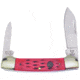 Hen &amp; Rooster Canoe Folding Knife,Spear and Pen Blade, Red Pick Bone Handle HR252RPB