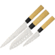 Hen &amp; Rooster Kitchen Knife Set, SS Blade, Natural Wood Handle, 9.25in Overall Utility w/ 5in Blade, 12in Overall Chef'S w/ 7in Blade, And 13in Overall Slicer w/ 8.5in Blade, Natural, HRI-K100