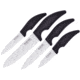 Hen &amp; Rooster Kitchen Set White Ceramic 4pc Knife, Black rubber handle, HRI-065
