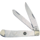 Hen &amp; Rooster Trapper MOP Folding Knife, Mirror SS Clip/ Spey Blades, Mother Of Pearl Handle, Nickel Silver Bolster, Inlay Shield, 312-MOP
