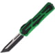Heretic Knives Auto Colossus OTF Automatic Folding Knives, 3.5in, Black Stonewash/Satin Finish CPM MagnaCut Stainless Tanto Blade, Green Aluminum Handle, H04014ABRKGRN