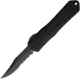 Heretic Knives Auto Manticore E OTF Automatic Folding Knives, 3in, Black DLC Coated Partially Serrated Elmax Steel Bowie Blade, Black Anodized Aluminum Handle, H026B6BPUCF
