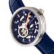 Heritor Automatic Jasper Skeleton Leather-Band Watch, Silver/Blue, One Size, HERHR8705