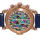 Heritor Automatic Legacy Leather-Band Watch w/Day/Date, Rose Gold/Blue - Mens, HERHR9705