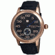 Heritor Bohr Mens Watch, Black Leather Band, Rose Gold Bezel, Black Analog Dial, Blue Hand HERHR1004