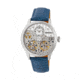 Heritor Automatic Winthrop Leather-Band Skeleton Watch, Silver/Blue, HERHR7303