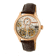 Heritor Automatic Winthrop Leather-Band Skeleton Watch, Rose Gold/Silver, HERHR7305