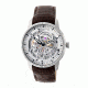 Heritor Ryder Skeleton Dial Leather-Band Watch, Silver/Silver/Brown, Standard HERHR4603