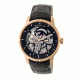 Heritor Ryder Skeleton Dial Leather-Band Watch, Rose Gold/Black/Black, Standard HERHR4606