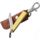Higonokami SK Folder Brass Folding Knife, 1.5in Satin Sk5 Carbon Steel Blade, Brass Handle, Slip Joint, Hrc 60, Brown Leather Sheath, HIGO01BRS