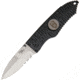 Hoffner Knives Chiseled Linerlock Black Folding Knife,3.5in,Stainless Steel,Partially Serrated,Satin,Black,G10 Handle ATA25