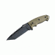 Hogue EX-F01 5.5in Fixed Tanto A-2 Steel Blade w/Black Automatic Retention Sheath, Black Finish, G10 Olive Drab Green Scales 35128