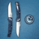 Hogue Mysto Folding Knife, 3.4in, CPM MagnaCut Stainless Steel, Clip Point, Blue Richlite Handle, 24456