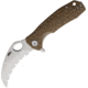Honey Badger Knives Medium Claw Linerlock Folding Knife, 3 satin finish serrated 8Cr13MoV stainless blade, Tan textured GRN handle, HB1132